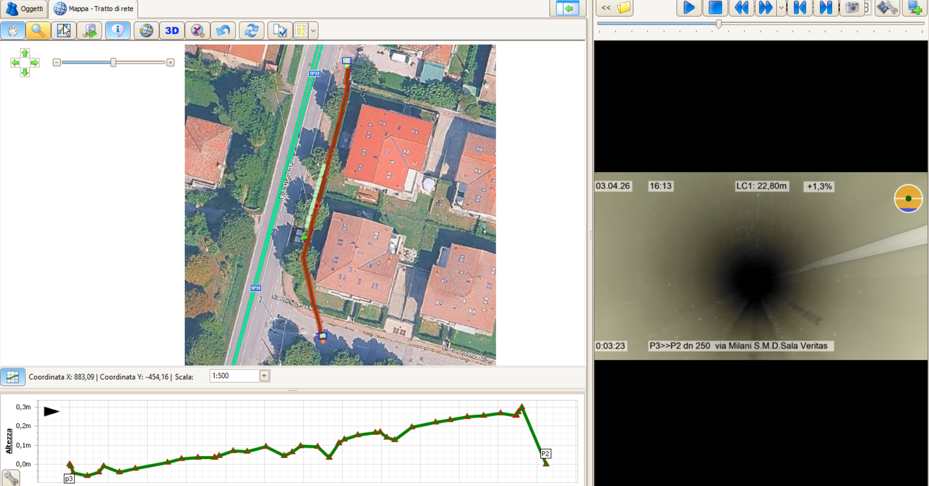 Con le nostre telecamere robotizzate Ibak Geosense 3D è possibile mappare con esattezza il percorso delle tubazioni, ricostruendone il tracciato.